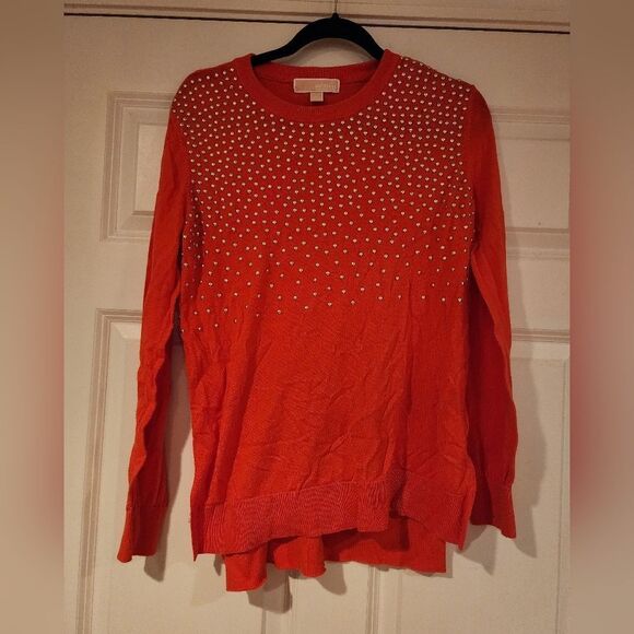 Michael Kors coral colored studded sweater - Picture 1 of 5